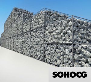 Gabion Wall 3D Model x5 Stone Retaining Modular Units