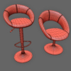 Crescent Bar Stool & Crescent Chair 3D Model