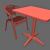 Aluminium Madrid Cafe Chair & Inox Cafe Table 3D Model