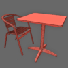 Aluminium Madrid Cafe Chair & Inox Cafe Table 3D Model