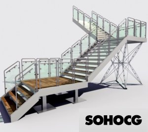 Stairs Event Temporary Structure 3D Model Losberger De Boer