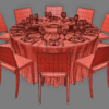 Event Banquet Table & Ghost Chairs 3D Model