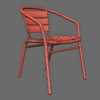 Aluminium Outdoor Cafe Bistro Chair 3D Model With Wooden Seat