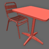 Stackable Cafe Bistro Chair Aluminium & Cafe Table 3D Model