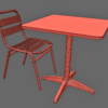 Stackable Cafe Bistro Chair Aluminium & Cafe Table 3D Model