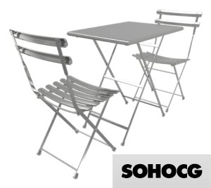 Folding Metal Bistro Furniture Set 3D Model Collection