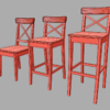 IKEA Ingolf Bar Stools & Ingolf Chair 3D Model Collection