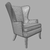 Black Leather Wing Back Vintage Arm Chair 3D Model