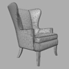 Black Leather Wing Back Vintage Arm Chair 3D Model