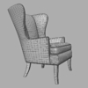 Black Leather Wing Back Vintage Arm Chair 3D Model