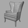 Black Leather Wing Back Vintage Arm Chair 3D Model