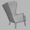 Black Leather Wing Back Vintage Arm Chair 3D Model