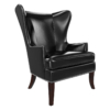 Black Leather Wing Back Vintage Arm Chair 3D Model