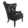 Black Leather Wing Back Vintage Arm Chair 3D Model