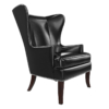 Black Leather Wing Back Vintage Arm Chair 3D Model