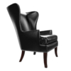 Black Leather Wing Back Vintage Arm Chair 3D Model