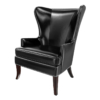 Black Leather Wing Back Vintage Arm Chair 3D Model