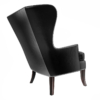 Black Leather Wing Back Vintage Arm Chair 3D Model