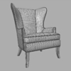 Black Leather Wing Back Vintage Arm Chair 3D Model