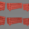 Kubus Arm Chair + Sofas 3D Model Collection