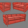 Le Corbusier LC2 Chair & Sofas 3D Model Collection