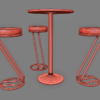 Zed Stool & Poseur Table 3D Model