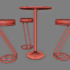 Zed Stool & Poseur Table 3D Model