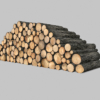 Chopped Fire Wood Logs Stacked 3D Model Log Pile