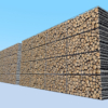 Wood Gabion Log Wall 3D Model Large Stacked Timber Pile