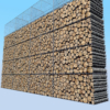 Wood Gabion Log Wall 3D Model Large Stacked Timber Pile