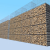 Wood Gabion Log Wall 3D Model Large Stacked Timber Pile