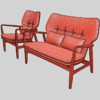 Haddie Malmo Wood Frame Chair & Sofa 3D Model Collection