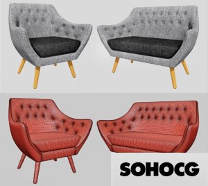 Finn Juhl Poeta Armchair & Sofa 3D Models