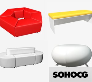 Modular Stool & Bench 3D Model Event Furniture Collection