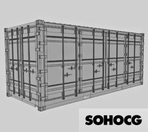 20ft Open Sided Shipping Container 3D Model With Offset Hinges (Standard Size)