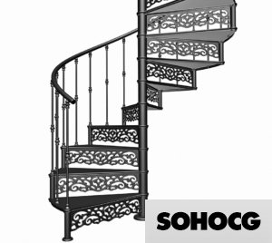 Cast Iron Victorian Spiral Staircase 3D Model