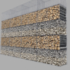 Gabion Basket Wall 3D Model Wood Log & Stone Rock Retaining Modular