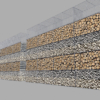 Gabion Basket Wall 3D Model Wood Log & Stone Rock Retaining Modular