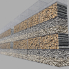 Gabion Basket Wall 3D Model Wood Log & Stone Rock Retaining Modular