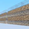 Gabion Basket Wall 3D Model Wood Log & Stone Rock Retaining Modular